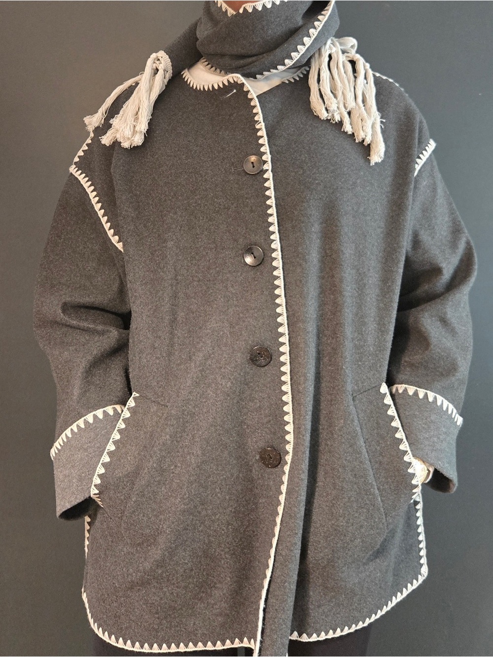 asos x only carmakoma | scallop edge scarf coat | 2X |  inspired - Picture 3 of 8